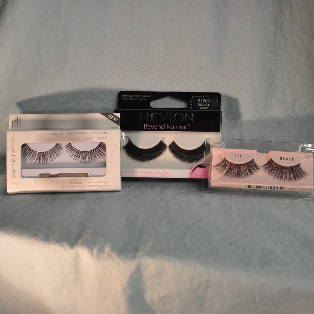 black bundle lot of 3 pairs all black false eyelashes NIB (37)